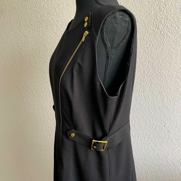 Calvin Klein Black Midi Dress with Gold Accents - Picture 7 of 15